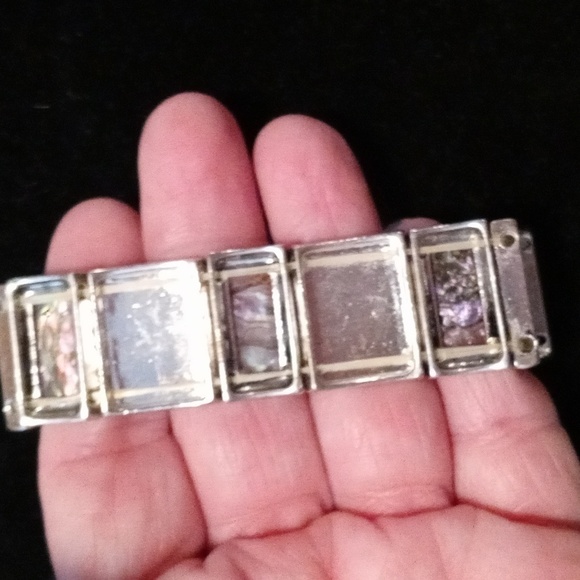 Amber and silver metal stretchy band - Picture 5 of 5